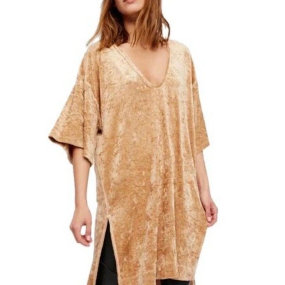 We The Free Tan Velvet Top Size Large